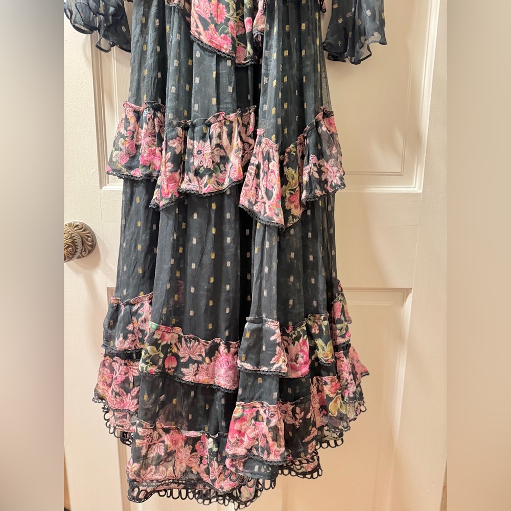 Hemant& Nandita Gloral Clip Dot Tiered Dress - Picture 3 of 9